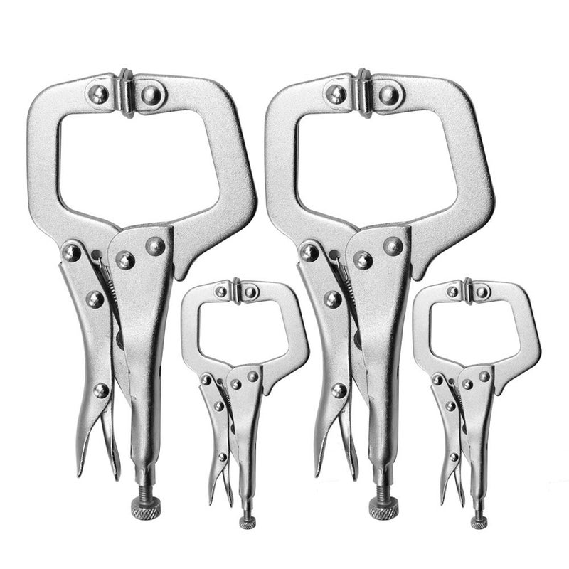 Anxingo 4 Pack Heavy Duty C-Clamp Locking, (2x6" + 2x11" Tips) C-Clamps with Swivel Pads for Craftsman Home Workshop - Image 1